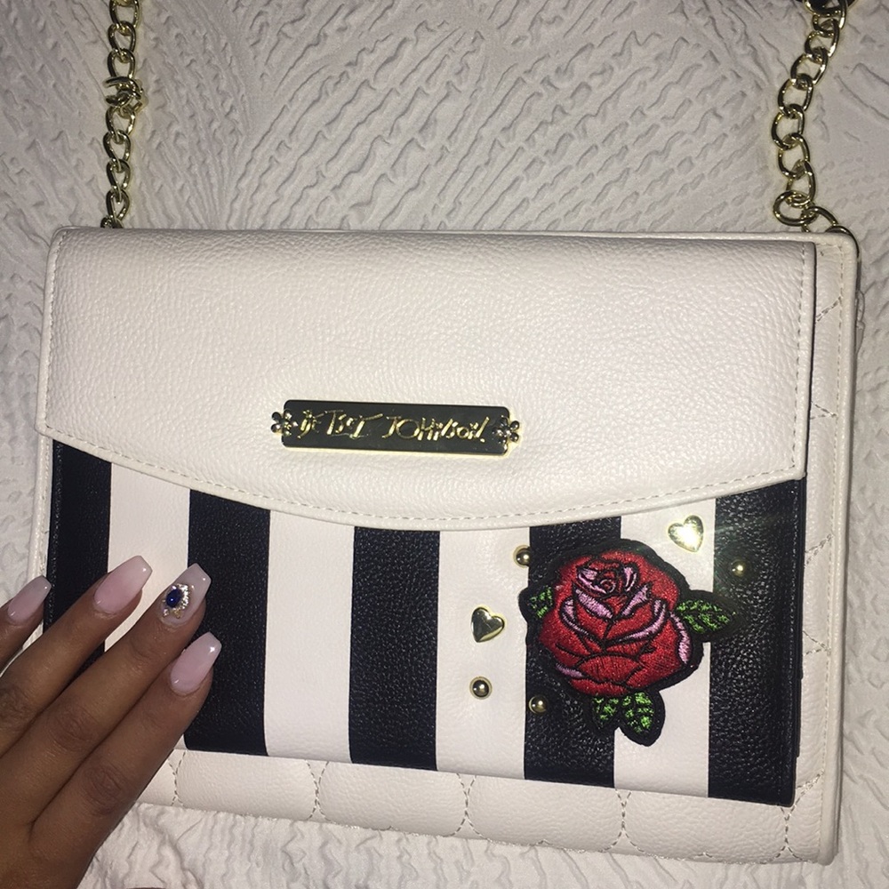 Chic Betsey Johnson Embroidered Striped Bag